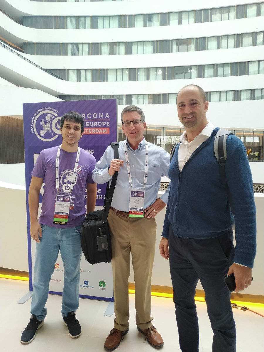 PerconaBytes's tweet photo. @andrasbaneth, @AdamoTonete and Tom #percona #perconalive #pleteamtom https://t.co/bzXrM1QhMi