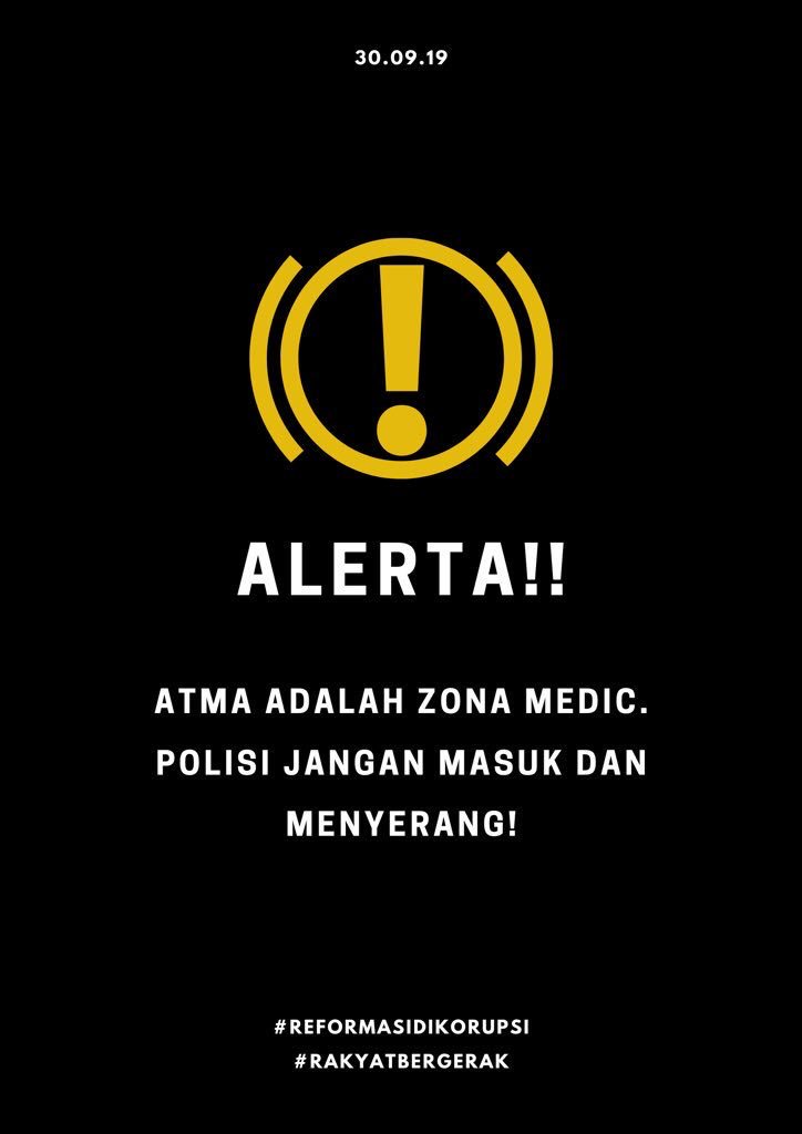 antikorupsi's tweet photo. Alerta !
Mohon bantuanny teman2, agar polisi menahan diri dengan tidak menyerang Atma Jaya karena merupakan zona medis.
#ReformasiDikorupsi #RakyatBergerak https://t.co/aeFQxXt4aY