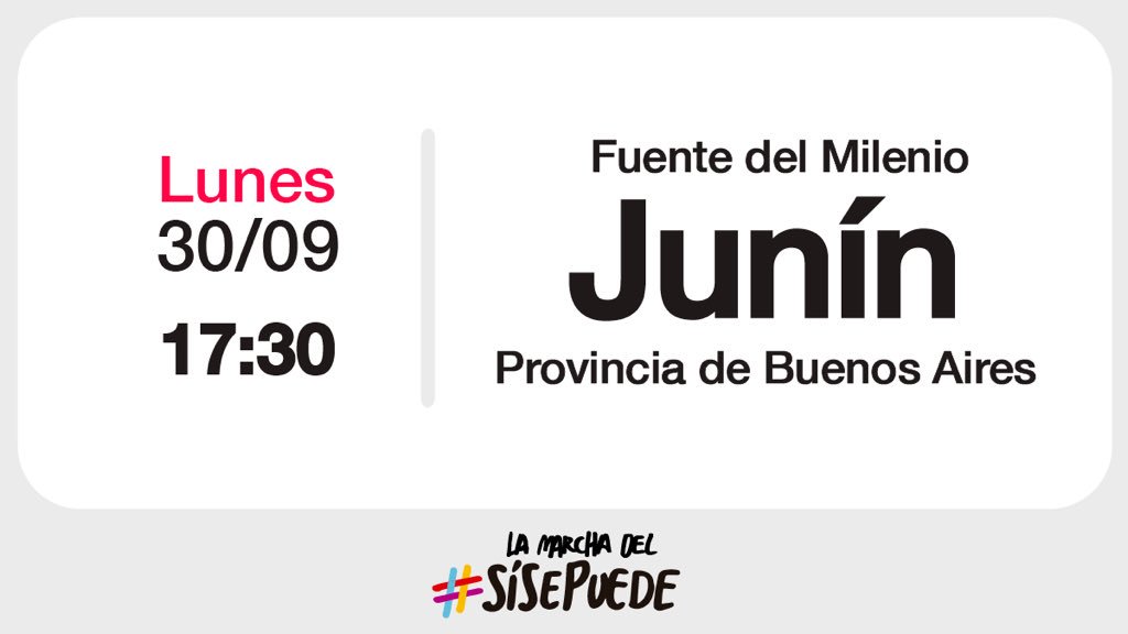 Hoy llega La Marcha a Junín! Nos vemos a la tarde en la plaza de la Fuente del Milenio. #YoVoy