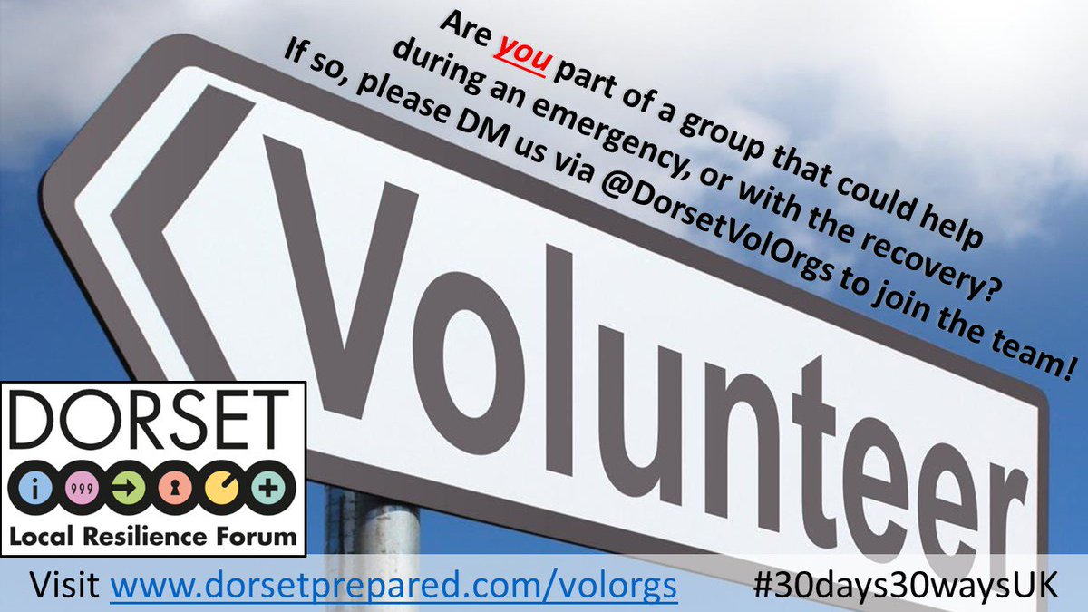 DorsetVolOrgs's tweet photo. Is your group missing out on being part of the Dorset LRF? If so, get in touch! #30days30waysUK @dorsetprepared https://t.co/keUV1DGUCF