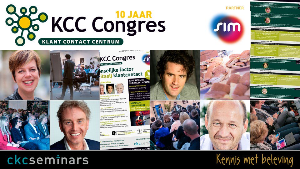 #KCCNL Nog 1 week om u in te schrijven voor de jubileumeditie van het KCC Congres op 8 oktober. Met o.a. @renataverloop Johan de Jager <a href="/sydneybrouwer/">Sydney</a>  <a href="/despreker_NL/">deSpreker.nl</a> bit.ly/2xHFH2P <a href="/SIMgroep/">SIM</a> #KCS #communicatie #gemeente #overheid #klantbeleving #klantcontact #KCC