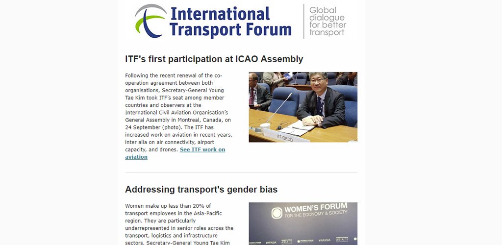 Young_T_KIM's tweet photo. A very busy #September comes to its end!
Catch up on our #transport activities in the latest @ITF_Forum newsletter just out ⚡️ https://t.co/c1EH7BKbeo #ICAOA40 #WFasia #MobilityWeek #TimeForAction https://t.co/4LsctDxn9a