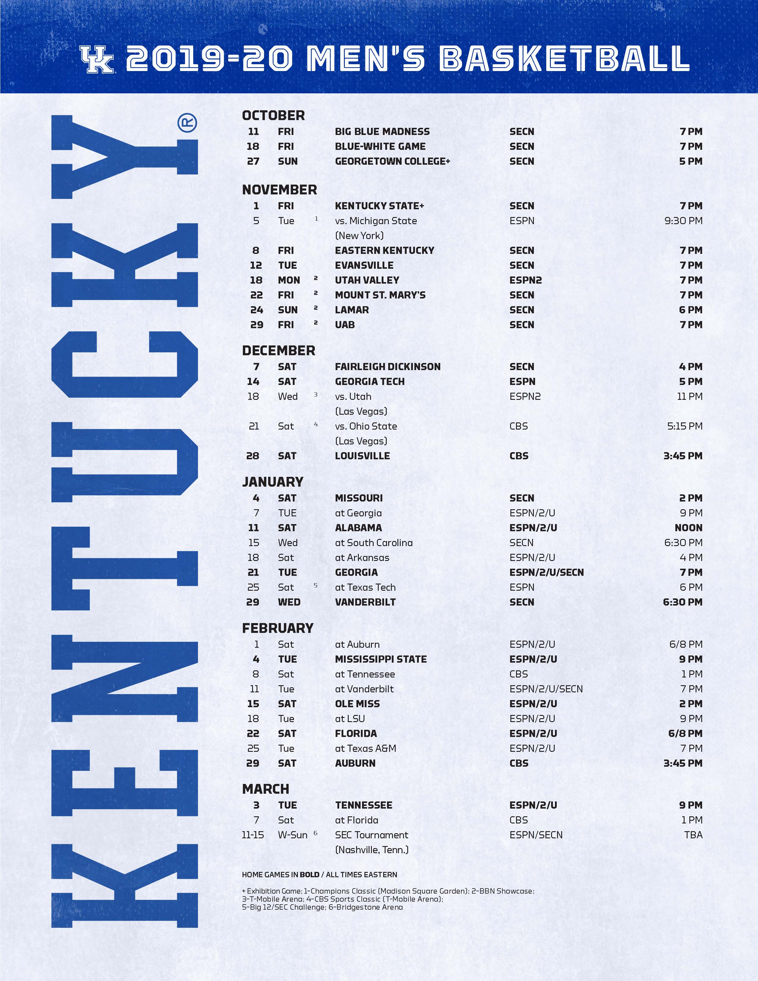 Ky basketball schedule online 2020