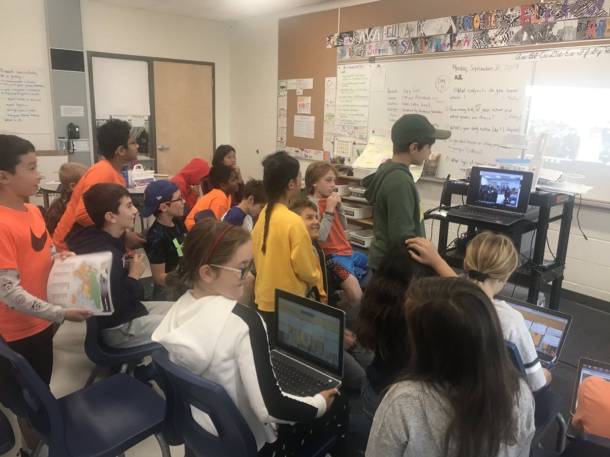 A successful Google Hangout with a class in Chicago to kick off the 2019 Global Read Aloud! #njms #grade5c #GRA19 #FrontDesk #KellyYang #globalconnections