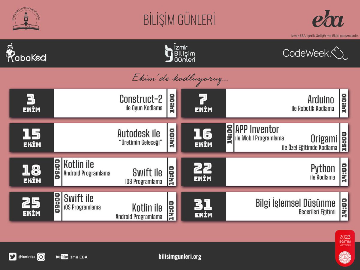 izmireba's tweet photo. @izmir_ilmem @izmireba #İzmirBilişimGünleri 'nde 3 Ekim Perşembe günü gerçekleşecek "Construct-2 ile Oyun Kodlama" atölyesine başvurularımız devam ediyor. 
Başvuru adresi: https://t.co/DsunGfK8W1 https://t.co/d7ogWYYxJO