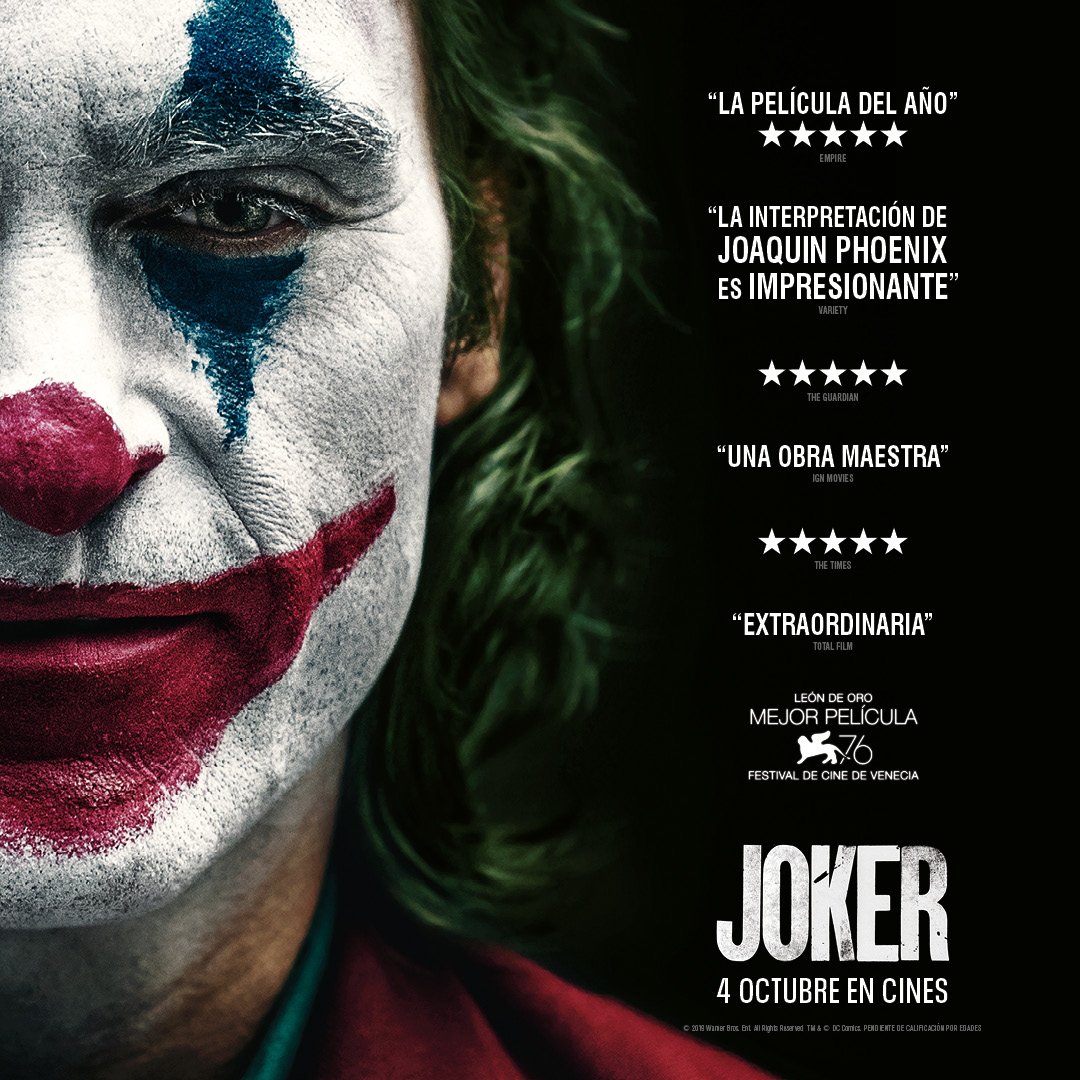 ¡Este viernes 4 de octubre estrenamos #Joker la ganadora del León de Oro en <a href="/la_Biennale/">La Biennale di Venezia</a>  y para celebrarlo sorteamos entradas + pósters de la película! 

PARTICIPA 👇
Follow + RT + Menciona con quién te gustaría asistir a verla en #PalaciodelaPrensa

BBLL bit.ly/2oqVaBJ