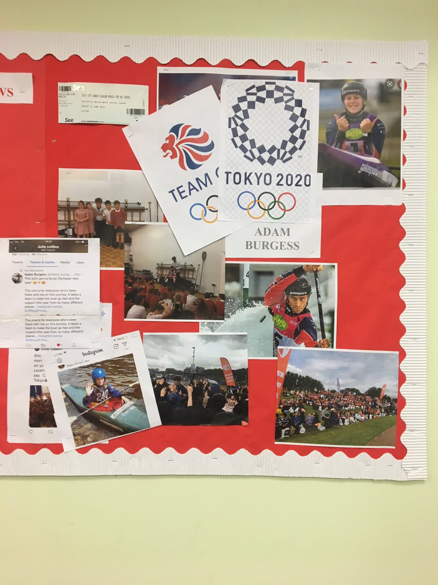 Wonderful assembly about <a href="/slalom_burgess/">Adam Burgess OLY</a> qualifying. Spoke to the children about dedication, work ethic and, supporting team mates and friends and they are all now rooting for <a href="/kim_woods_95/">Kimberley Woods OLY</a> too! Listen out for us at the Europeans in May! Our notice board of pride! #Tokyo2020