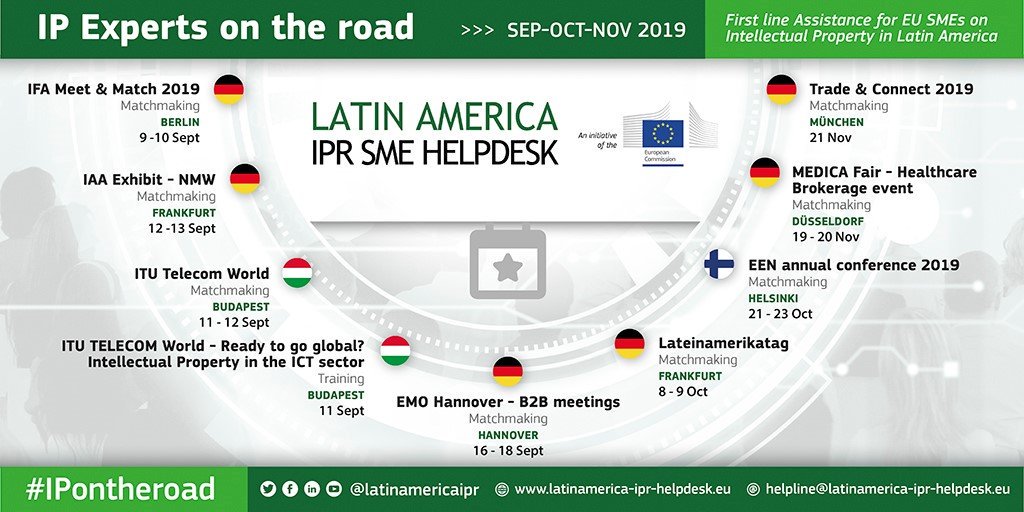 latinamericaipr's tweet photo. Are you attending the @LA_Verein Lateinamerikatag 2019? We are! 🌍🤝
#Mercosur will attract more EU business to Latin America. #SMEs need to be informed about #IPR to #knowbeforeyougo✈️ Book a meeting with us during our #AutumnofIPR tour!
🔽🔽🔽
https://t.co/i1TTCvtf3H https://t.co/tIHg44FHPQ