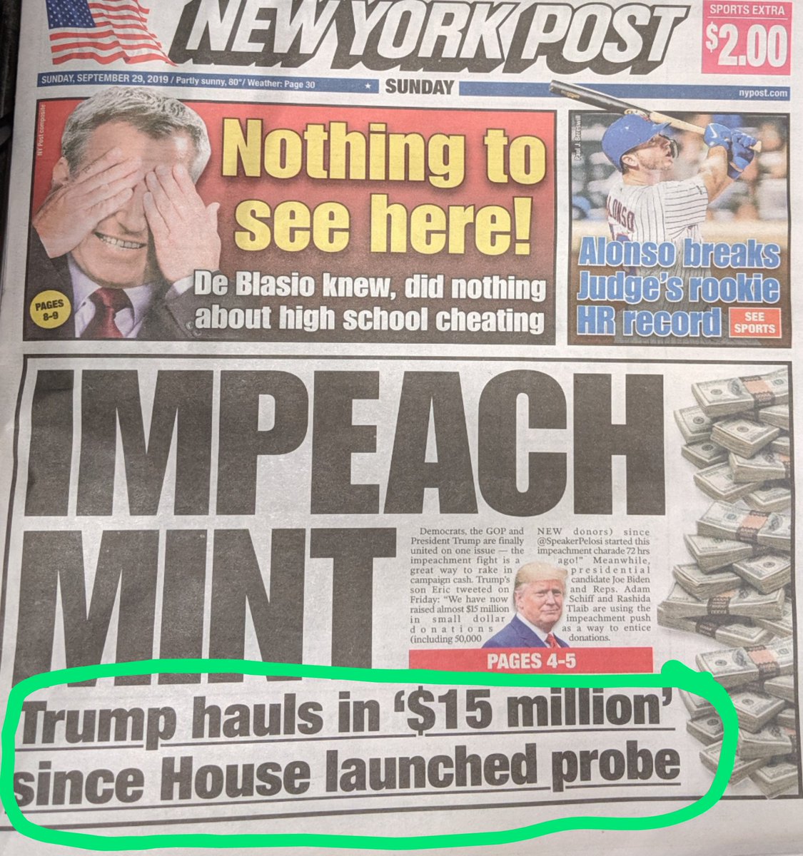 Athena110816's tweet photo. ImpeachMINT. In the 2 days since house announced they will AGAIN (🙄) try to impeach GEOTUS,15 mil unsolicited $ flowed into Trump's campaign.We know Congress is dirty &amp; full of pedophiles, &amp; we love Trump.  Keep trying fools. At this point u r pure entertainment.  #Trump2020 https://t.co/pJnSLhAeYj