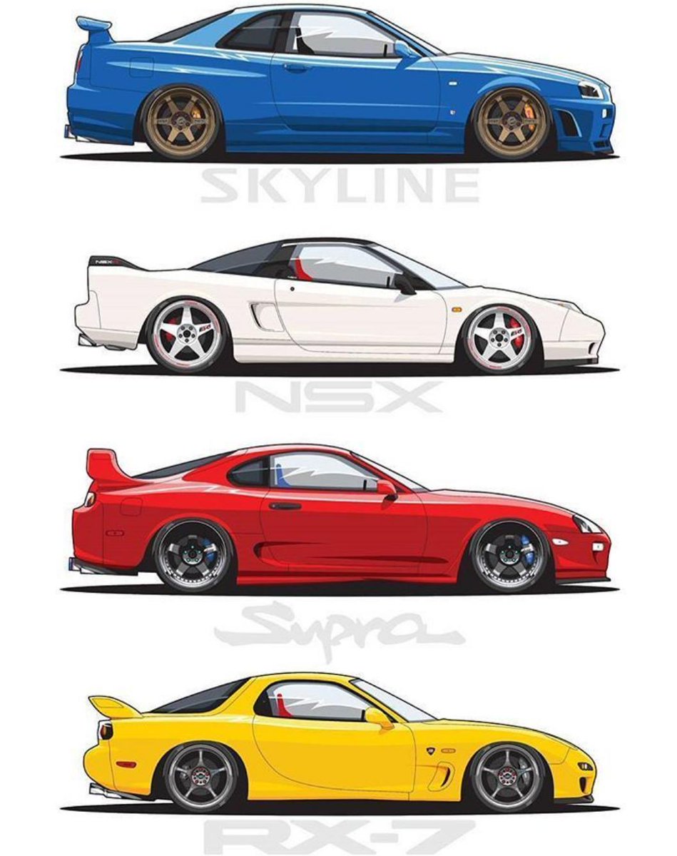 今も大人気な90年代の日本の名車たち！🥳
　
あなたはこの4台の中でどれが1番好き？😍