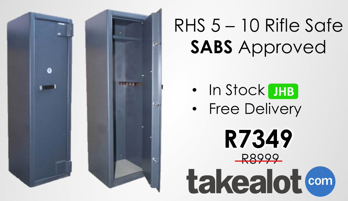 Mutual Safes RHS 5 - 10 Rifle Safe - SABS Approved For Only R7349 !
Sold by Mutual Safes - Fulfilled by Takealot
takealot.com/mutual-safes-r……/PLID44922906