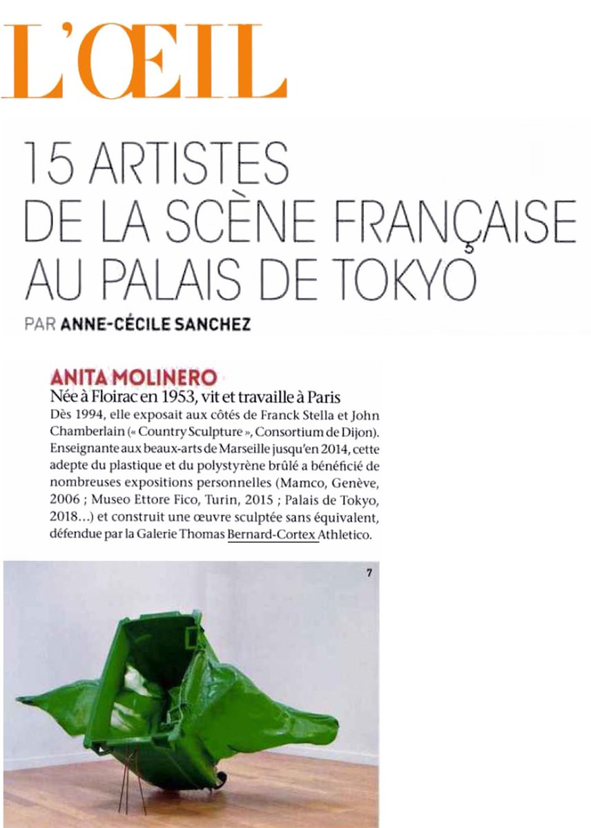 GThomasBernard's tweet photo. Anita Molinero  @ @MagazineLoeil en l'honneur de la prochaine exposition Futur, Ancien, Fugitif au @PalaisdeTokyo https://t.co/ANaTVDJhtS