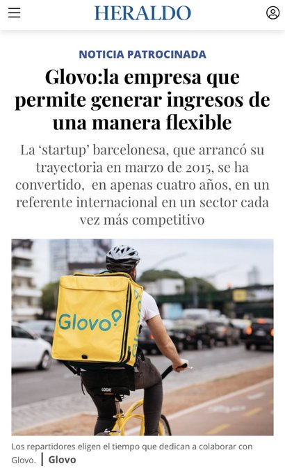 ridersxderechos's tweet photo. Hola @heraldoes hace semanas publicabais que en @Glovo_ES hay que trabajar 13h dirarias de Lunes a Domingo (91h semanales) para ganar 1.000€/mes. Hace 5 días decís que @Glovo_ES es una "maravilla". Será que alguien ha pagado para limpiar su imagen a pocos días del juicio en Zgz? https://t.co/OwzRkLkDZf