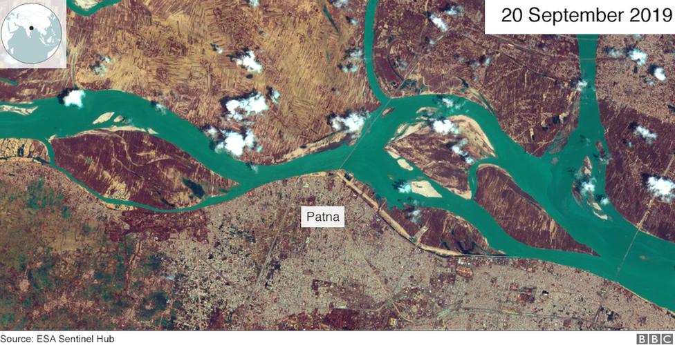 Satellite Map Of Patna Shadab Nazmi On Twitter: "Two Satellite Images That Shows The Floods In  Patna Region. First One Is From September 20 And The Second One Is From  Yesterday. The Rise In Water Level