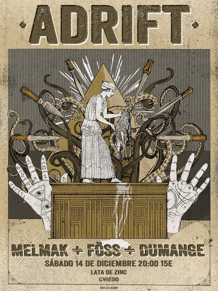 FossEstafa's tweet photo. El sábado 14 de diciembre bailaremos cumbia africana en Lata de Zinc (Oviedo) nada más y nada menos que con @adrift666 @melmakdestroy y #Dumange 
Cosa fina

#Doom #Sludge #PostMetal #Punk #Cumbia #Estafa #Africa #Mainstream https://t.co/QMFnJT4hyY