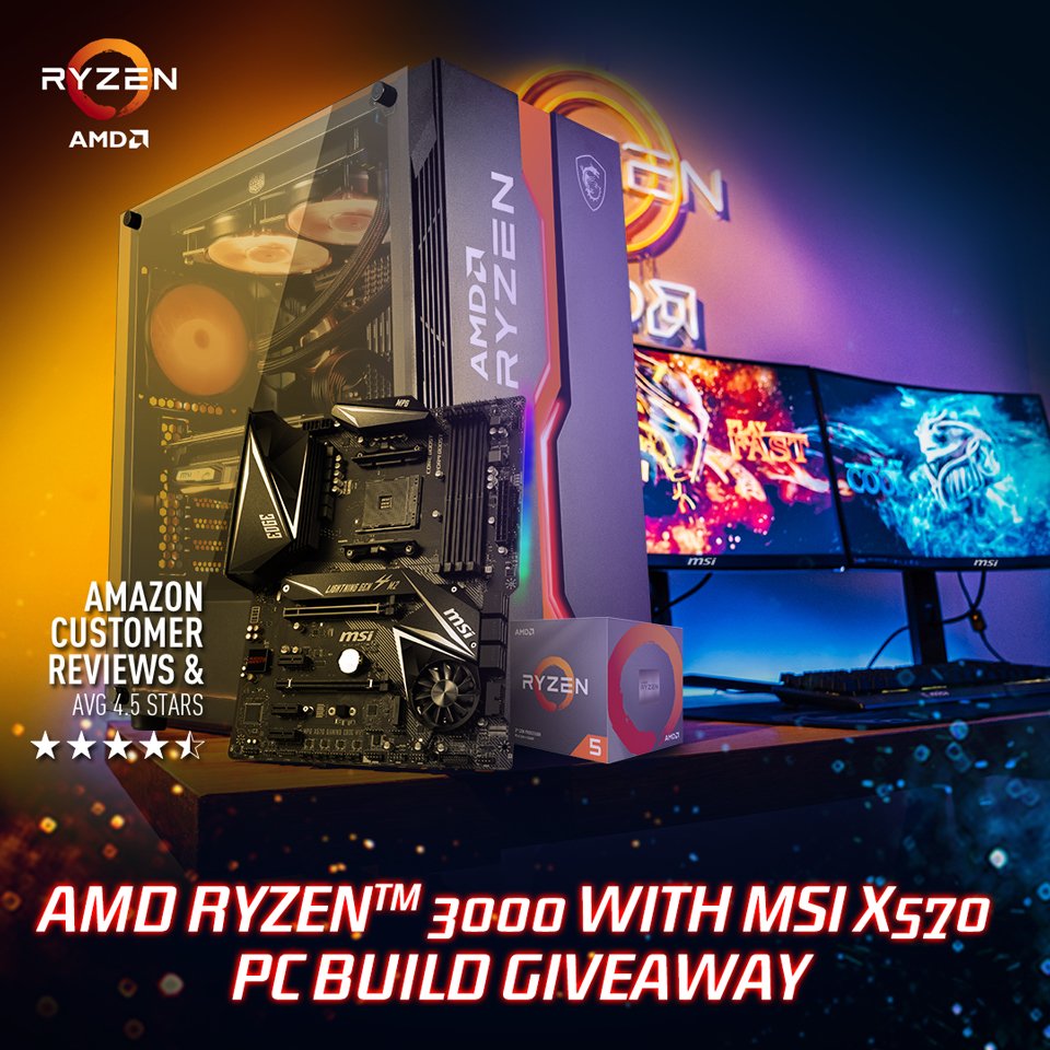 ⚠️SORTEAZO⚠️

¡Celebramos junto con <a href="/AMD/">AMD</a> el éxito de nuestras placas base X570! Sorteamos 3 combos de:

AMD Ryzen™ 5 3600X ✔️ 
+
MSI MEG X570 Gaming Edge Wifi ✔️
+
MSI MAG VAMPIRIC 011C (Edicion especial Ryzen)✔️

¡Participa ya!👇
👉👉gleam.io/ElGUz/amd-x-ms…