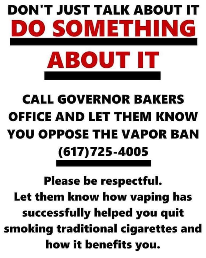Massachusetts Vapers, we need your help more than ever today, moves are being made.   Please call!