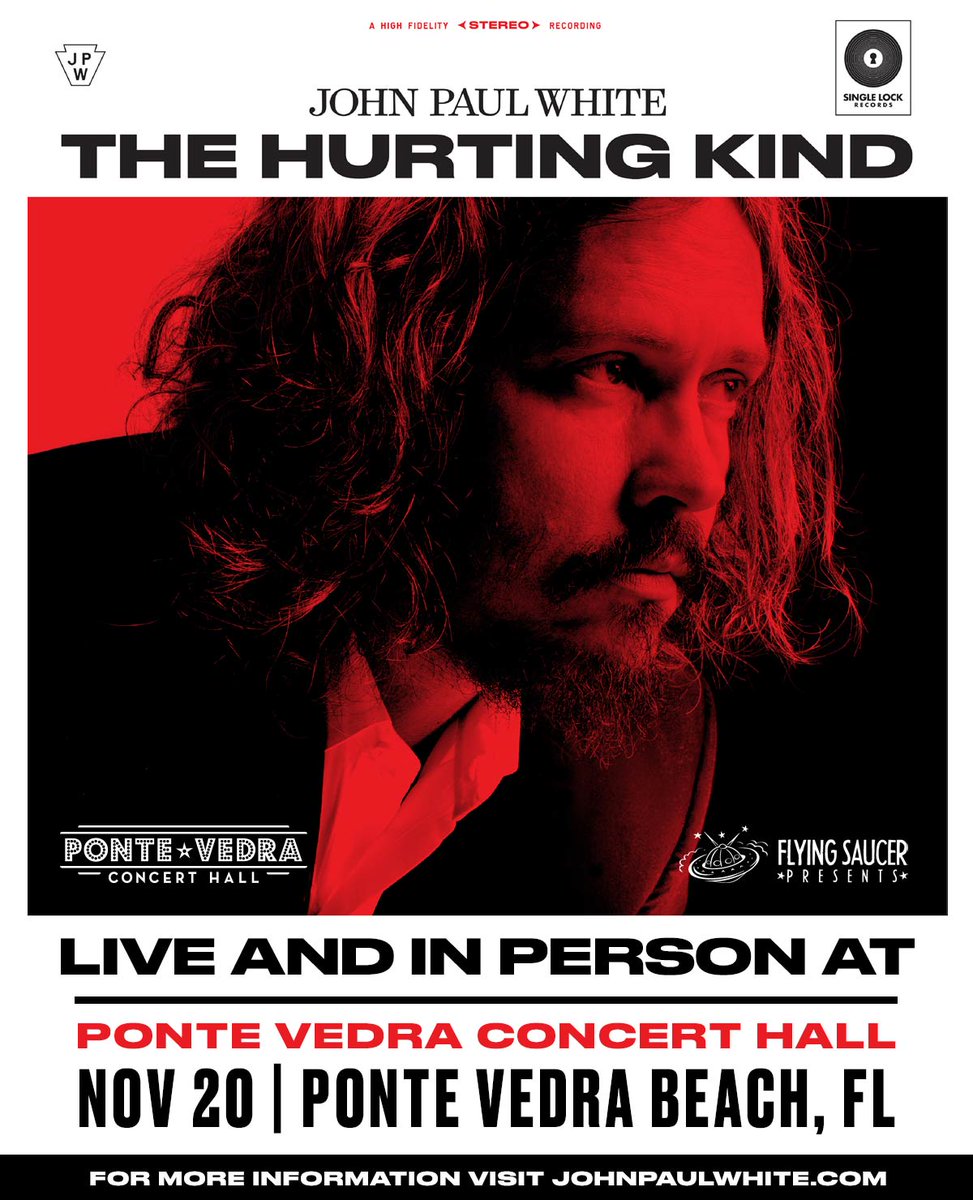 NEW SHOW ANNOUNCEMENT! The @PV_ConcertHall , in partnership with Flying Saucer Presents, is thrilled to welcome Grammy Award-Winning Americana singer/songwriter @johnpaulwhite on Wednesday, November 20, 2019. Tickets for John Paul White go on sale this Fri, Oct 4 at 10am!