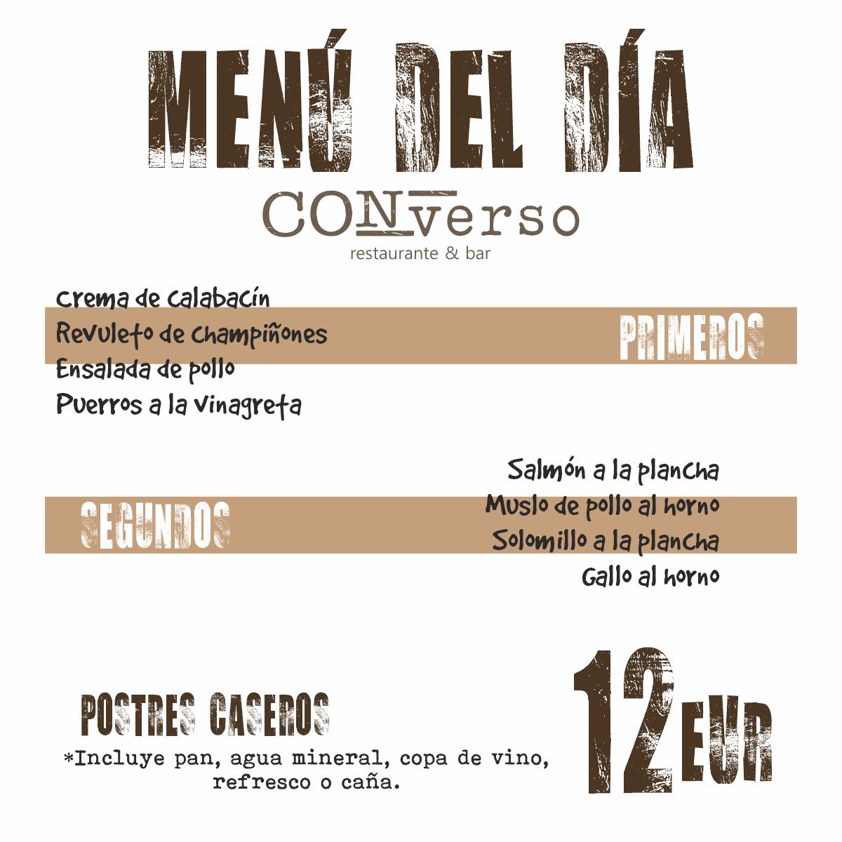 Disfruta de nuestro #menú diario de hoy lunes 12EUR #barrestauranteconverso #leonesp