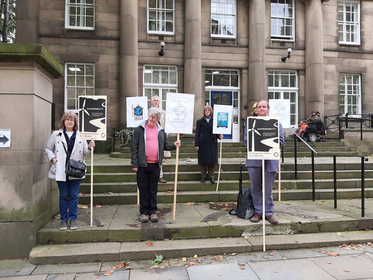 At <a href="/ManchestQuakers/">Manchester Quakers</a> vigil for climate justice outside Conservative Party conference before heading in to represent <a href="/BritishQuakers/">Quakers in Britain</a> as part of the ecumenical delegation.