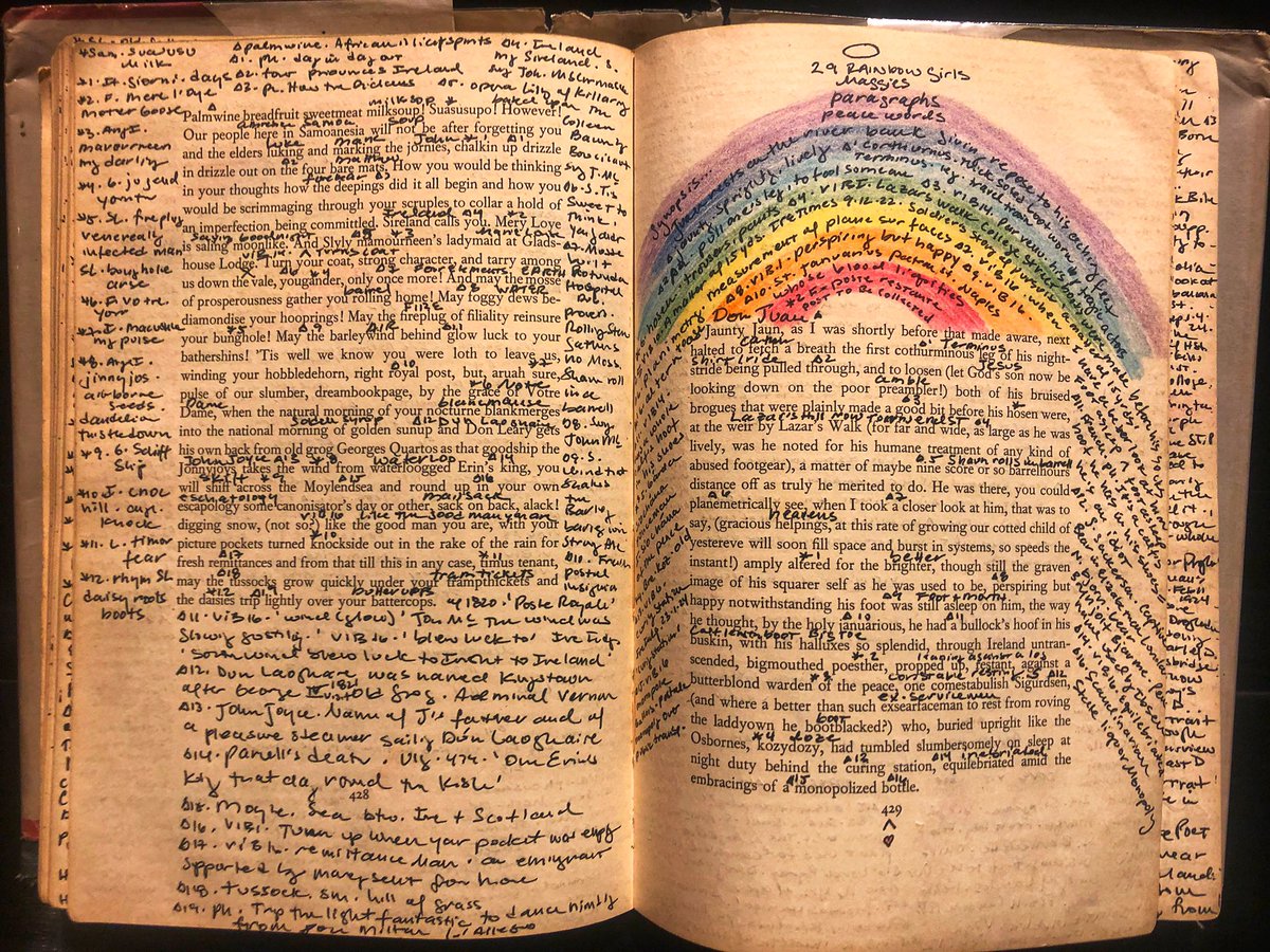 LookUpYoga's tweet photo. Flipping through my Finnegans Wake picking out the next few Wake Cards; this sweet intro to Shaun and the Rainbow girls and the 9 addresses Joyce lived in Dublin *Martello South 11 not included
#wakepages #finnshotel https://t.co/IcnCAhTRwy