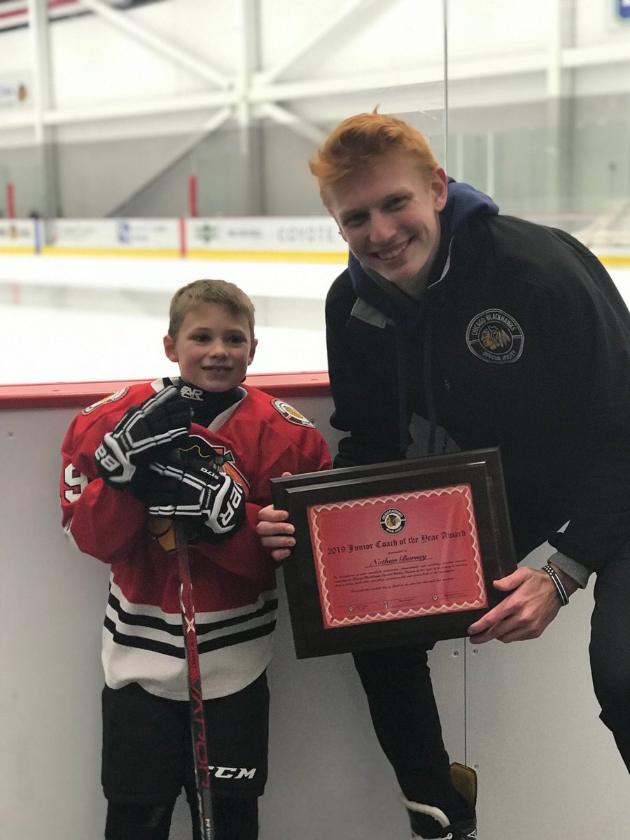 jzbarney's tweet photo. So proud of @nathanbarney6 as he was named Junior Coach of the Year for the second time by @CBspecialhockey ! @NHLBlackhawks @LoyolaAcademy https://t.co/2KSN4CrsiB