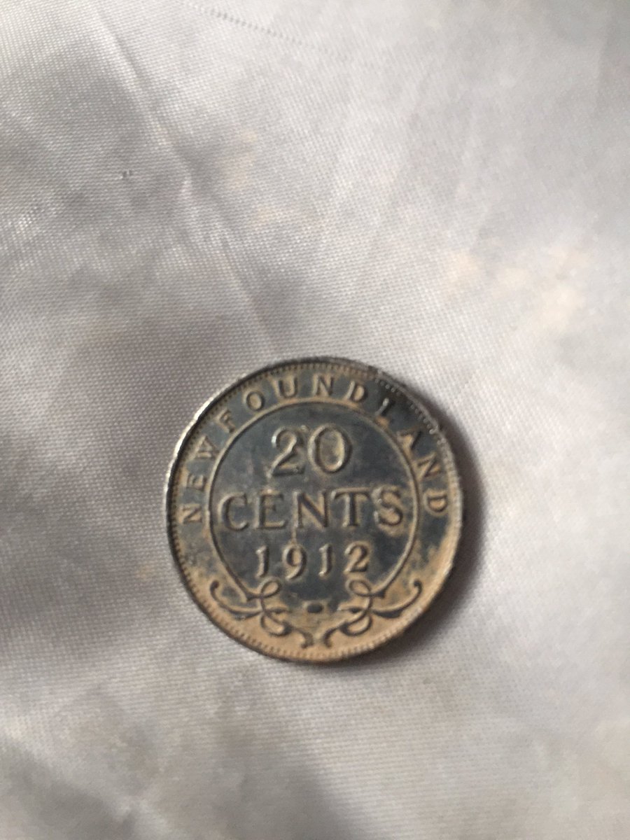 nezazor's tweet photo. The 1912 Newfoundland 20 cent piece I found on video. 😍 1912 was the last year for the 20 cent piece. #metaldetecting #Newfoundland #silver https://t.co/YzNw1T7CkY