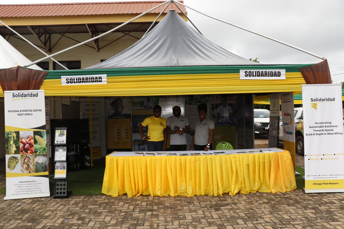 Solidaridad_wa's tweet photo. The exhibition at the #cocoaday celebration is still ongoing at the Jubiliee park, Sunyani. Visit our stand to get to know more about our programs @masoghana #CORIPII #LICSIP #AFC #ChangeThatMatters @ghcocobod https://t.co/GD2M4pK93I