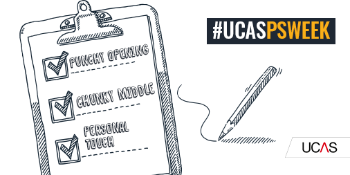 Structure is everything when it comes to a killer personal statement. You need a:

👊 punchy opening 
✔️chunky middle 
✔️ personal touch to finish

#UCASPSWeek