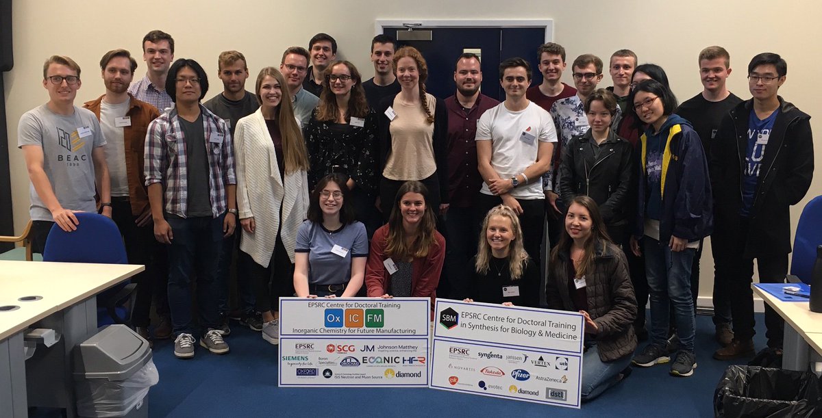 OxICFM's tweet photo. Here we go! Very excited to welcome our first cohort of EPSRC OxICFM CDT students. Here side-by-side with the SBM 2019 cohort in our new CDT teaching space. Covering all the bases in (in)organic synthesis...
@EPSRC @OxfordChemistry @OxChemGradStudy @OxfordSynthesis https://t.co/FCJwCP5e03