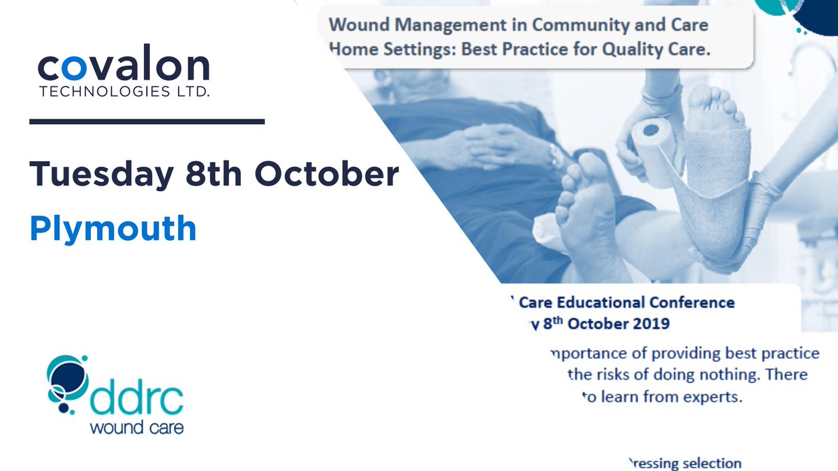CovalonEurope's tweet photo. Are you attending the @DDRCWoundCare Educational Conference in Plymouth next week? Drop by our stand to speak to the team about wound care dressing selection and the CovaWound™ advanced wound care dressing range. #WoundCare #GoodForPatients https://t.co/ZwdZ0dbmn1