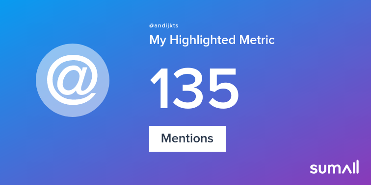 andijkts's tweet photo. My week on Twitter 🎉: 135 Mentions, 1 New Follower. See yours with https://t.co/ZeqmbNSJp9 https://t.co/uFaPYx7SxV