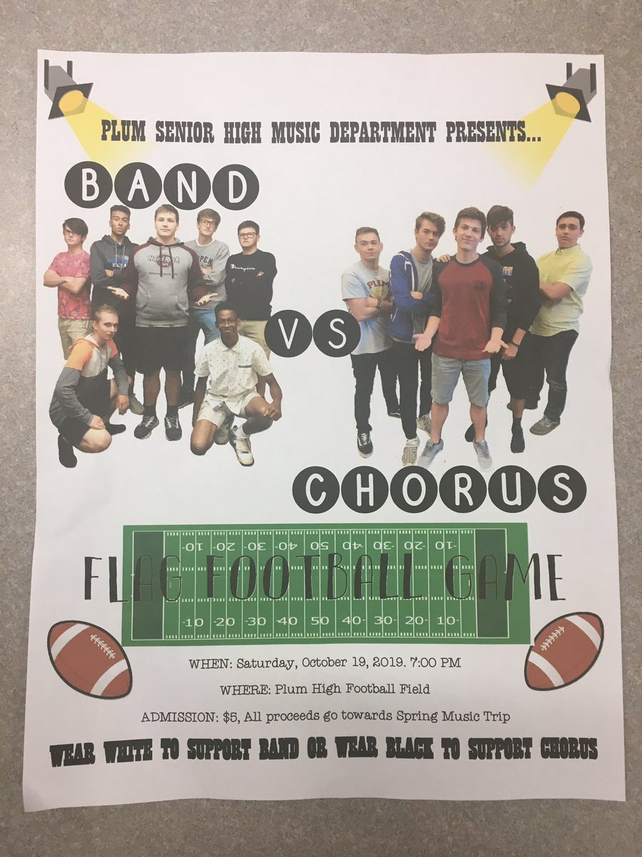 ‼️BAND VS. CHORUS FOOTBALL GAME‼️
October 19th, 7:00pm
All proceeds go towards music trip
Wear white to support Band⚪️
Wear black to support Chorus⚫️
Everyone please come support!
<a href="/rollstangs/">Doak Walker</a>
