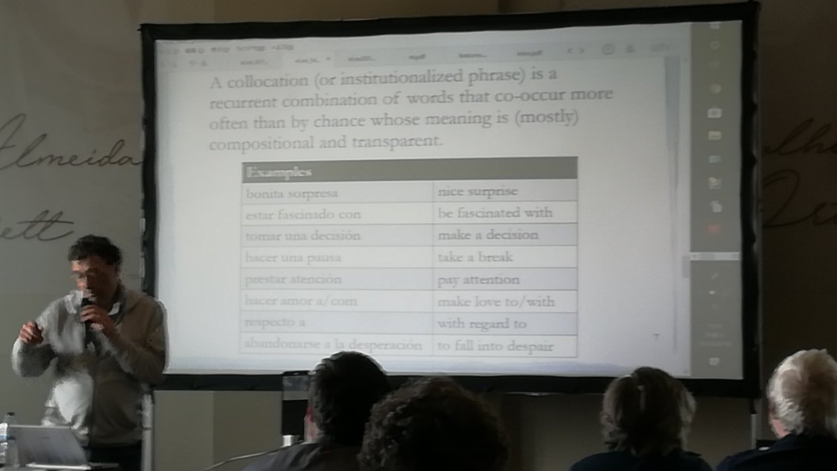 elexis_eu's tweet image. Asking &apos;What is a #multiword #expression?&apos;  is the same as asking ‘what is life?’ - I go [to New York]: is totally random, thus Jack Halpern proposes ’free word combination/expression.’ #NLP #eLex2019