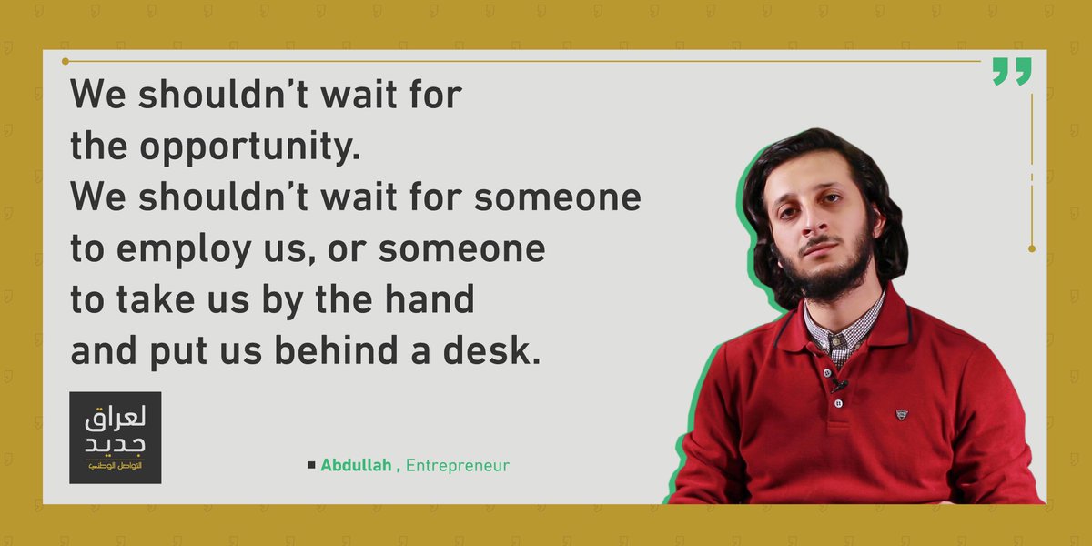foranewiraq's tweet photo. Abdullah believes that #ForANewIraq is in our hands – don’t wait, go for it.
#MondayMotivation https://t.co/l5L2bKuXjq