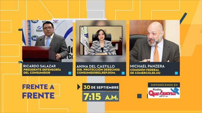 Finalizamos una parte de #FrenteAFrente. En la siguiente entrevista: Ricardo Salazar <a href="/rasalazar4/">Ricardo Salazar 🇸🇻</a> presidente <a href="/Defensoria_910/">Defensoría del Consumidor (DC) 🇸🇻</a> , Anina Del Castillo Cazaño <a href="/AninaDelCastill/">Anina Del Castillo</a> , directora Protección Derechos Consumidores de República Dominicana y Michael Panzera, oficina jurídico <a href="/laFTC/">La FTC</a>