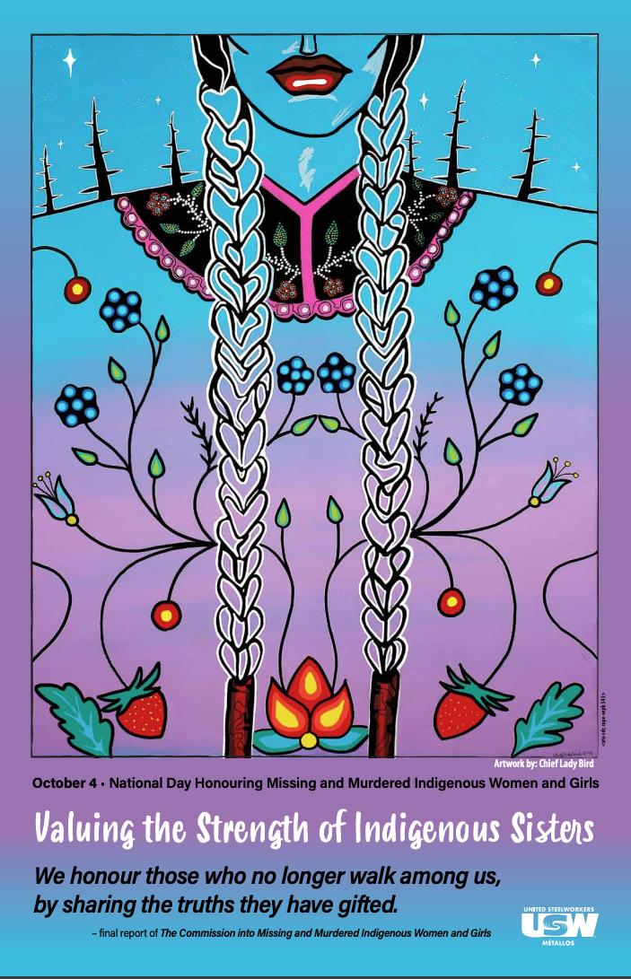 SteelworkersCA's tweet photo. On #October4, we remember the many hundreds of missing &amp; murdered Indigenous women &amp; girls across the country. It should also be a time for us to acknowledge their resilience &amp; important contributions to all our communities, past, present &amp; future. https://t.co/7Ijpk5gmbz /1 https://t.co/fg2xIA4uDG