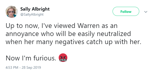 1. Thread on who Sally Albright is:Sally is a former Republican operative, known for underhanded, racist tactics. She operates a bot network using pics of deceased women, as HuffPo reported, and now she seems to have been employed to go after Elizabeth Warren.