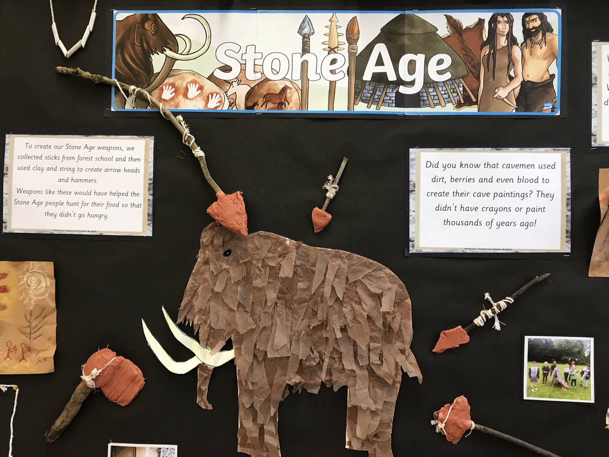 MissOBrien1602's tweet photo. Year 3’s Stone Age displays. Fabulous work produced by our hard working and creative  children 😀🖍✏️ @NorthManorAcad @natsut1990 https://t.co/ueUnwIDfSf