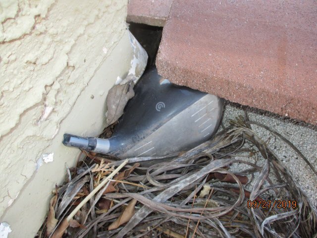 AzPropInspect's tweet image. When you are inspecting a roof in a golf course community, and you see this. Someone had a bad day on the golf course.