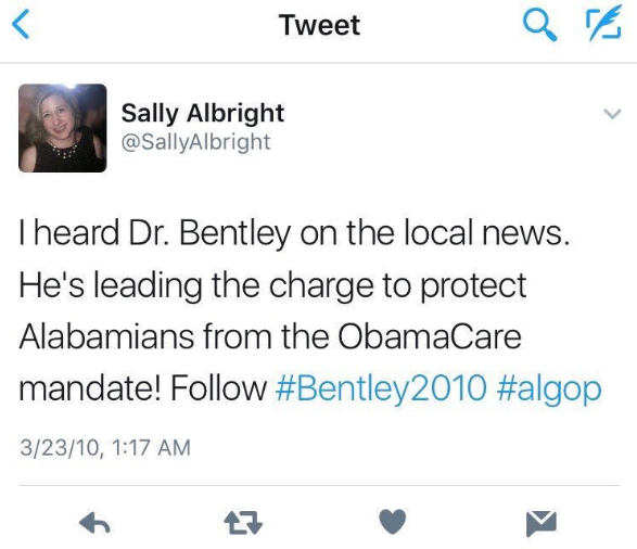 7. Robert Bentley was finally impeached for misuse of state funds and resources, and removed from office.Sally Albright also helped Bentley fight against Obamacare.