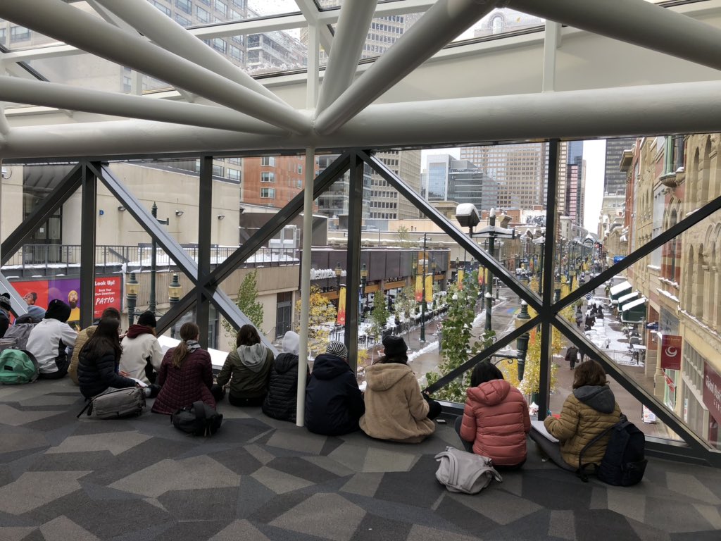 Heatherenzie's tweet photo. What’s up in your classroom this AM? @bishopcarrollhs @yycCCOM we have visited a City Council meeting, experienced Mother Nature, and have seen several pieces of art and historical buildings in Downtown YYC https://t.co/3ou3acaZjo