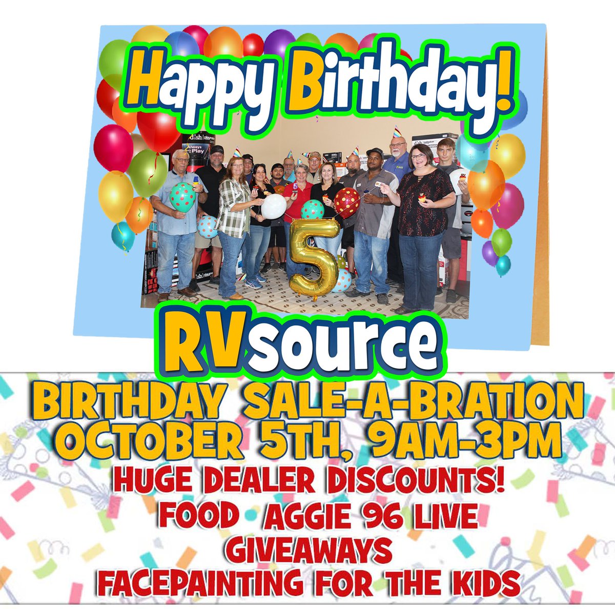 RVSource's tweet photo. Don't forget to come see us this Saturday for tacos from Rosa's Taco Truck, Sweets from K&amp;S Sweet Truck, face painting and fantastic prices!
https://t.co/V8W7ajNLNf
#BryanTX
#bcstx #BetterInBryan #bryancollegestation
#collegestationtx #AggiePride https://t.co/mZeXSUlH4A