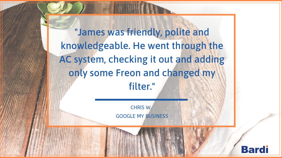 BardiHVAC's tweet photo. Thanks for the glowing review, Chris! We’re proud to hear that James provided fantastic service and we appreciate your business. #quality #reviews #Bardi https://t.co/INwHN8KsxL