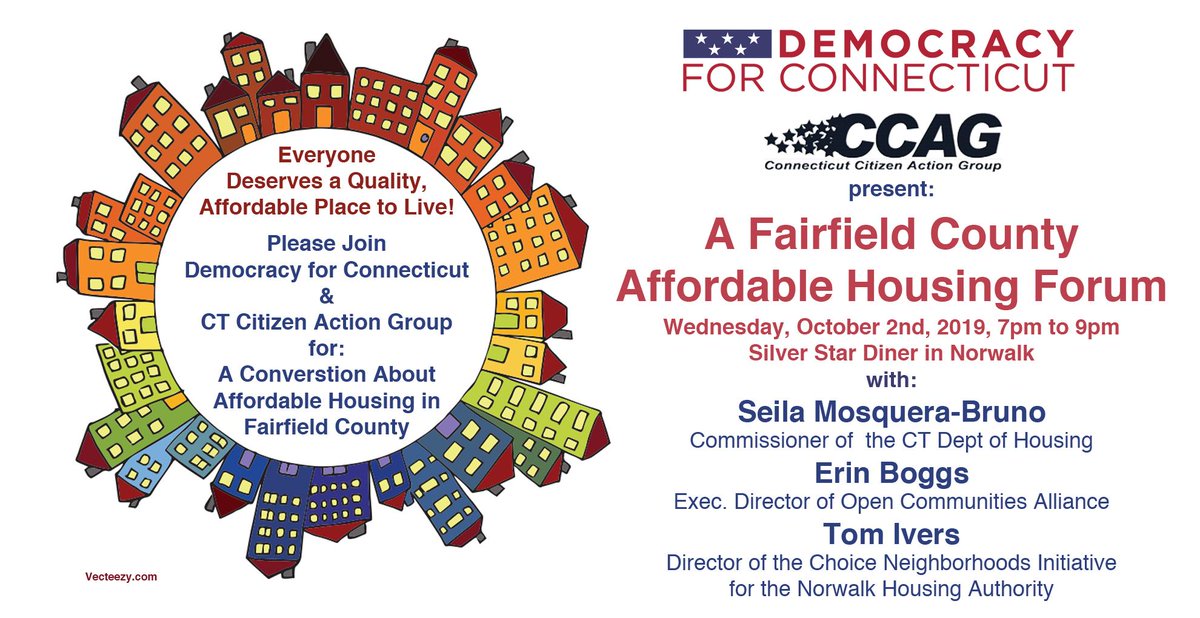 DFAinCT's tweet photo. Join us Wed night at the Silver Star Diner in Norwalk for a frank discussion about Affordable Housing with Commissioner Seila Mosquera-Bruno @CTDeptHousing, Erin Boggs @CTOCAlliance, and Tom Ivers at the Norwalk Housing Authority. https://t.co/tlvpjChNu0