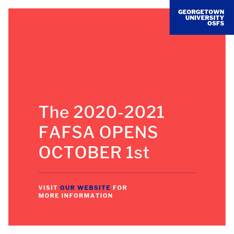 GeorgetownOSFS's tweet image. The FAFSA opens at midnight tonight! Visit our website at: finaid.georgetown.edu/how-to-apply to learn more: