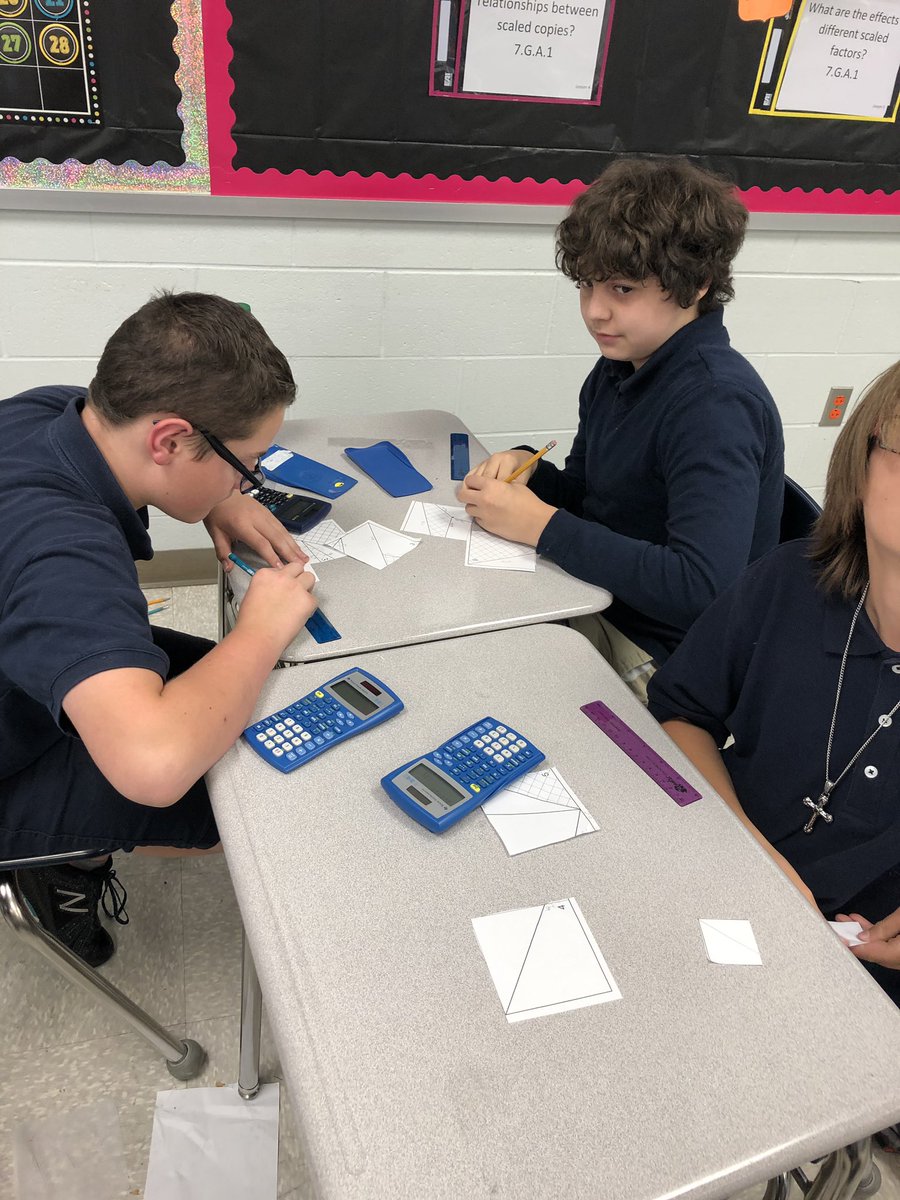 MrsJuris's tweet photo. 7th graders measured puzzle pieces and are drawing copies with a scale factor of 1/2! https://t.co/weDj4uC0bQ