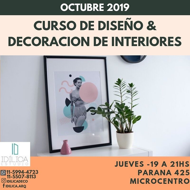 ¡Nuevo curso! 

#Decoracióndeinteriores por Idílica Deco. 

Inicio: jueves 10/10. 
🕓 Duración: 2 meses.
💳 3 cuotas sin interés.

🔎 No es necesario tener conocimientos previos.

⚠ 20% de Descuento para aquellos que vengan de a dos o más. 😉

Cupos limitados. ¡Reserva tu lugar!