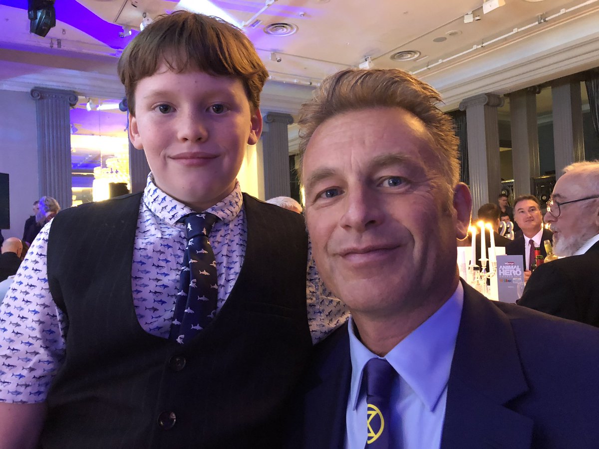 I’m sat alongside a young hero of mine <a href="/FinlayPringle/">UllapoolSharkAmbassador</a> at the <a href="/DailyMirror/">The Mirror</a> @AnimalHeroAward . He’s been to <a href="/NHM_London/">Natural History Museum</a> and seen his 5 favourite sharks and he’s been helping me hand out <a href="/WildJustice_org/">Wild Justice</a> postcards to ban driven grouse shooting . Top bloke !