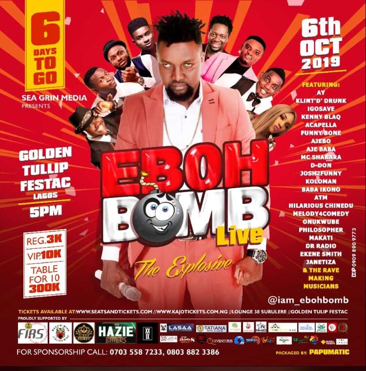 Iam_EbohBomb's tweet image. The countdown is now live!!

I’ll be giving our free tickets to some of my lovely fans.

All you have to do to win is to Retweet &amp;amp; tag 3 of your friends you’d love to attend my show together with. 
#6DaysToTheExplosive
#TheExplosive
#6thOctober